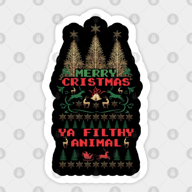 Merry Christmas Ya Filthy Animal Sticker by Indiecate